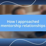 How I approached mentorship relationships