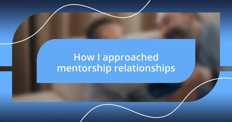 How I approached mentorship relationships