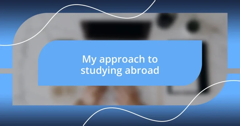 My approach to studying abroad